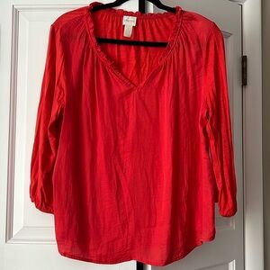 ✨ Chico’s Silky Cotton Peasant Blouse — Bright Red — Size 1 / Small — EUC ✨